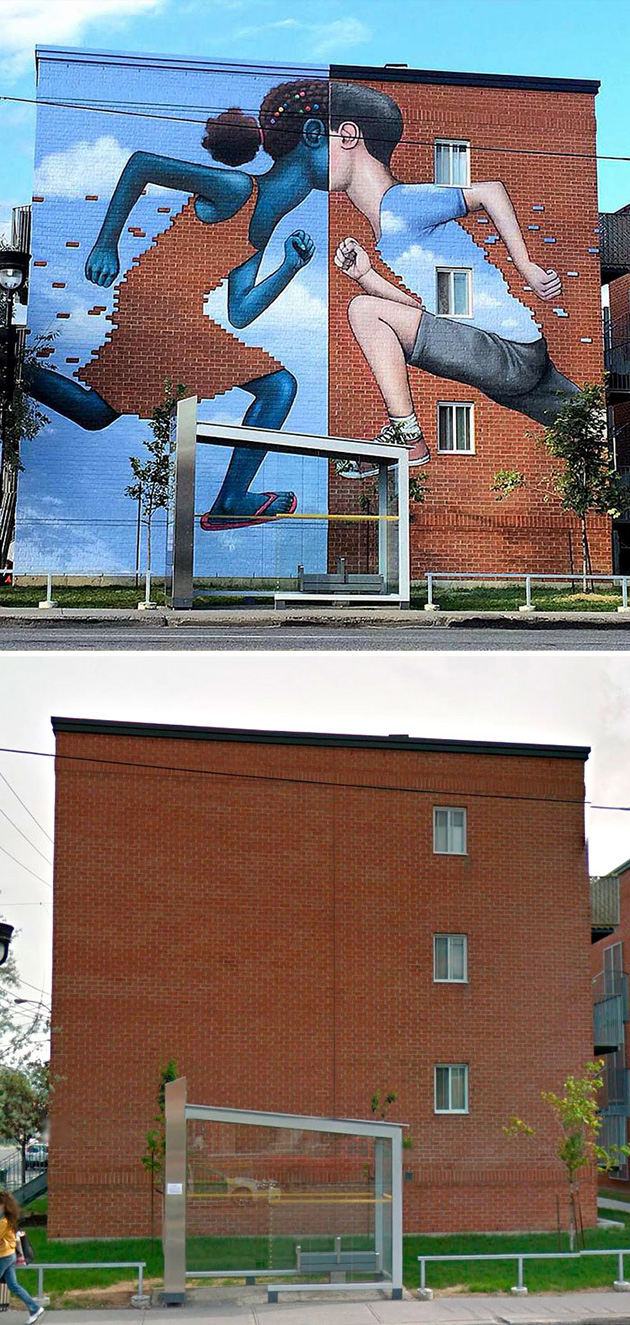 20 Incredible Before & After Street Art Transformations That’ll Make