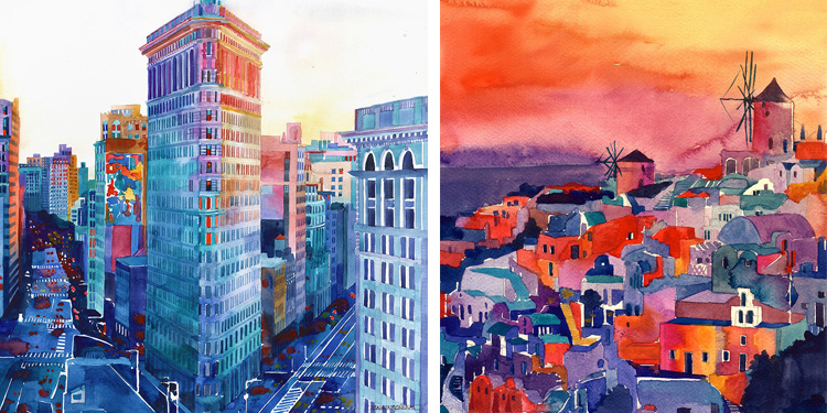Architect Paints Famous Cities Around The World In ...