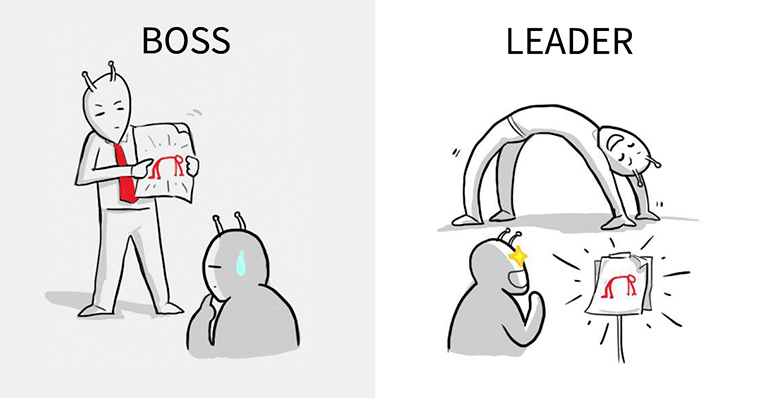 Artist Illustrates the Difference Between A Boss And A Leader In Just 8