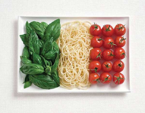 National flags traditional foods