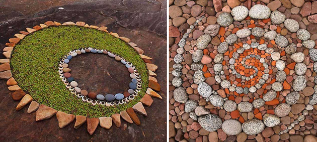 Stunning Circular Land Art Made of Rocks and Leaves