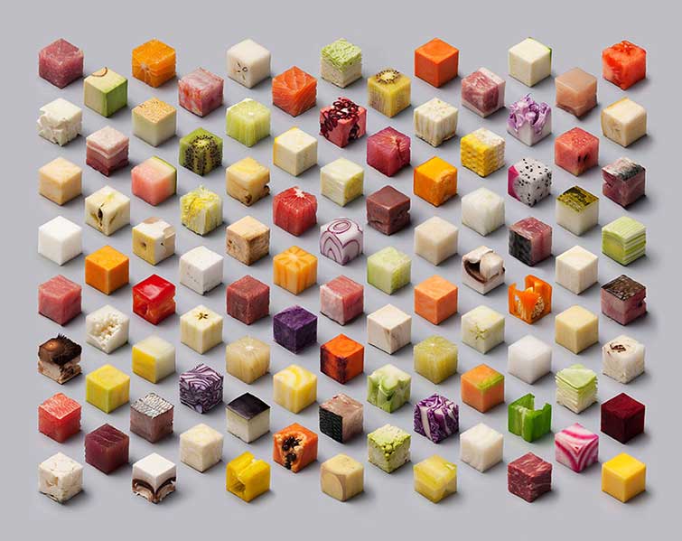 Cut Raw Food cubes