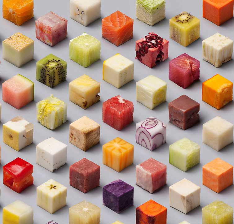 Cut Raw Food cubes