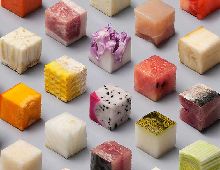 Cut Raw Food cubes