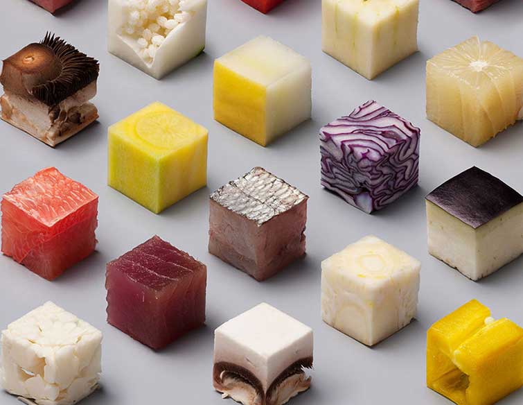 Cut Raw Food cubes