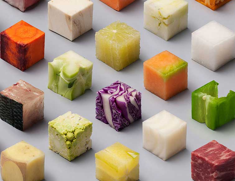 Cut Raw Food cubes