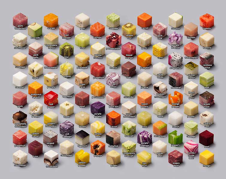 Cut Raw Food cubes