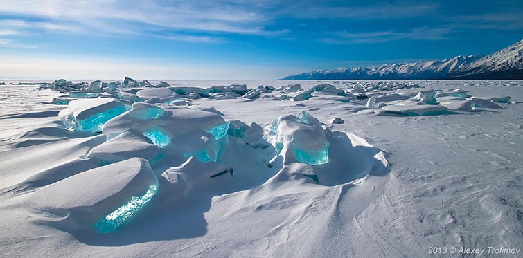 Emerald Ice On Baikal Lake Russia