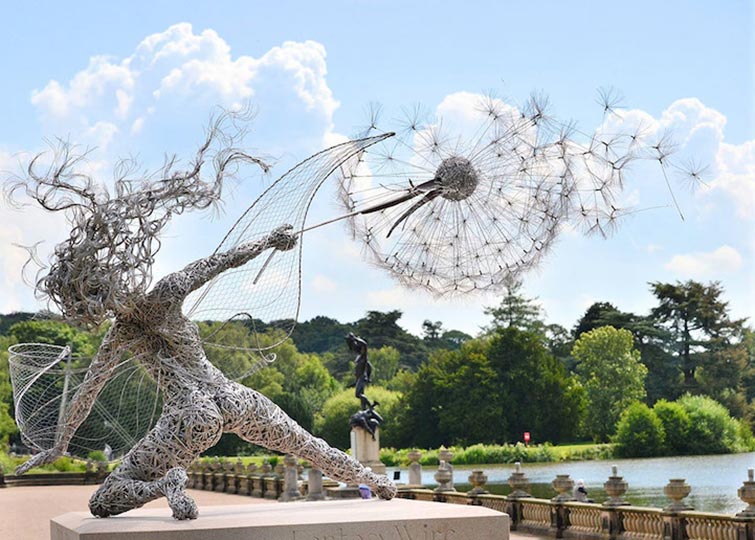 Dynamic Steel Wire Fairy Sculptures