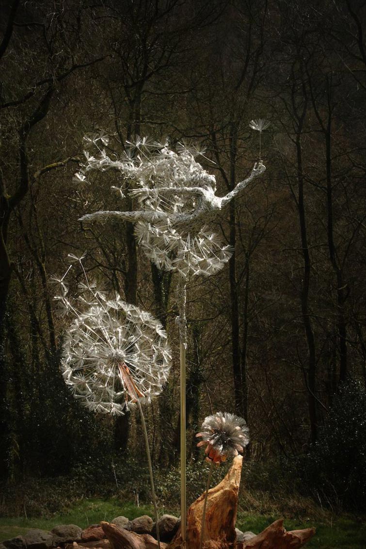Dynamic Steel Wire Fairy Sculptures