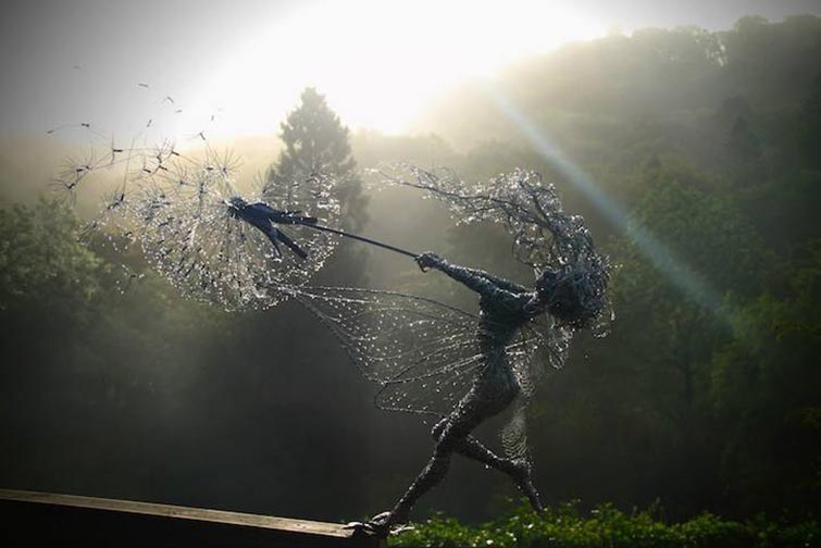 Dynamic Steel Wire Fairy Sculptures