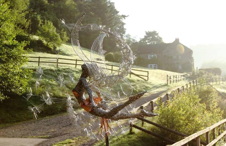 Dynamic Steel Wire Fairy Sculptures