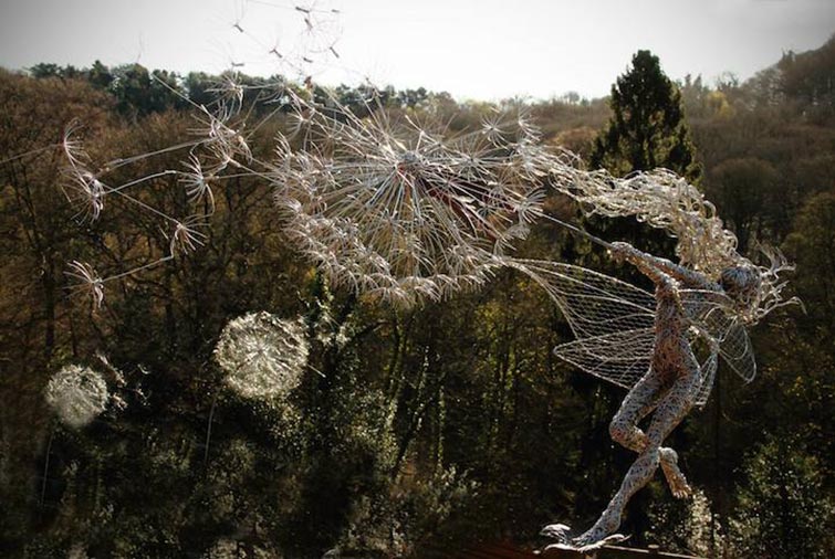 Dynamic Steel Wire Fairy Sculptures
