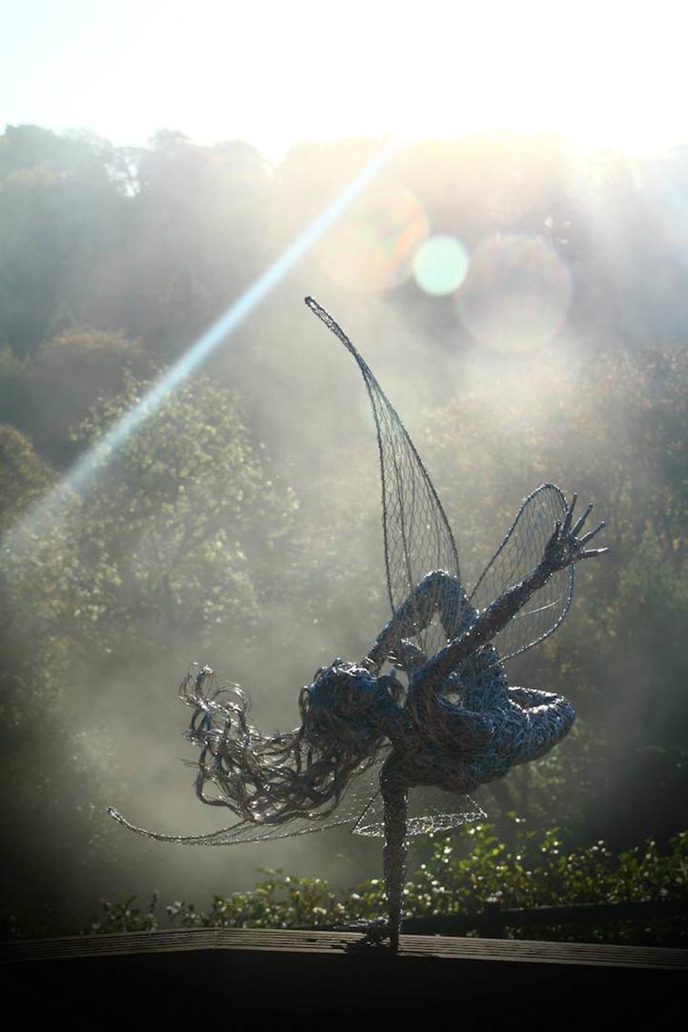 Dynamic Steel Wire Fairy Sculptures