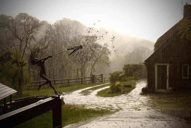 Dynamic Steel Wire Fairy Sculptures