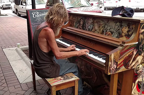 Homeless Man Plays Piano