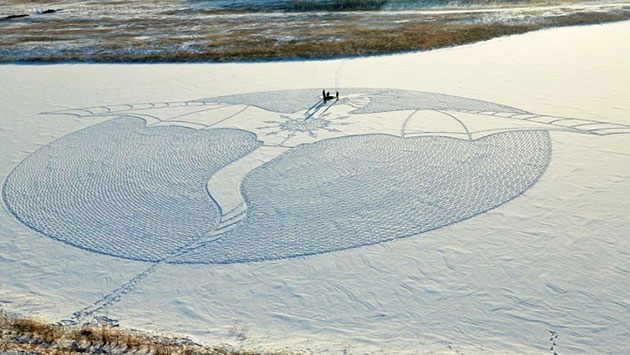Massive Dragon Mural in Snowy Siberia