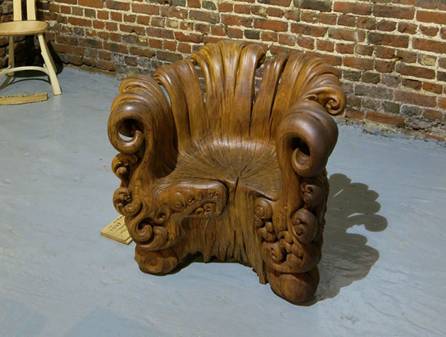 Chair Carved From Single Oak Stump