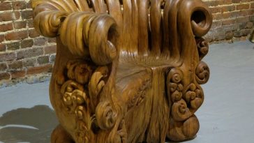 Chair Carved From Single Oak Stump