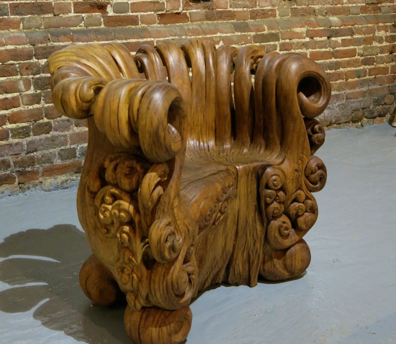 Chair Carved From Single Oak Stump