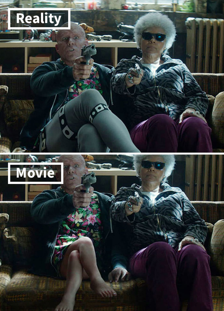 movie scenes before and after special effects