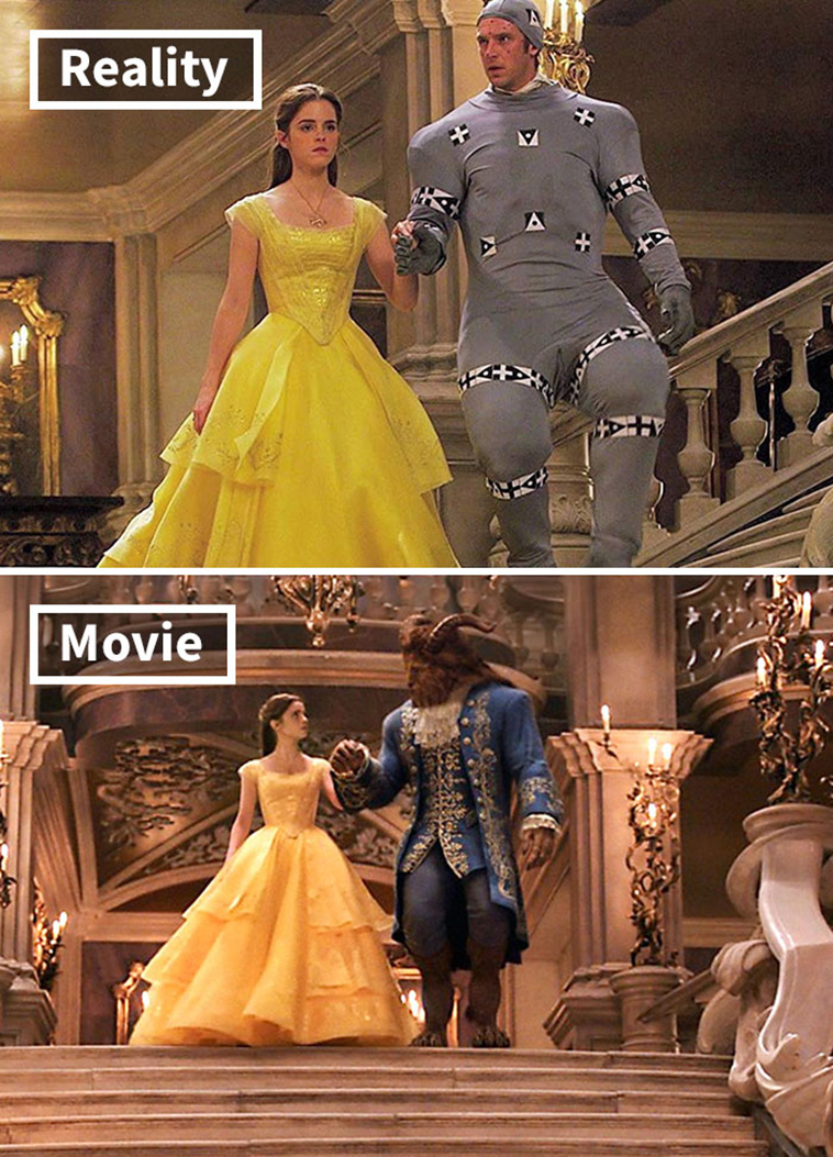 movie scenes before and after special effects