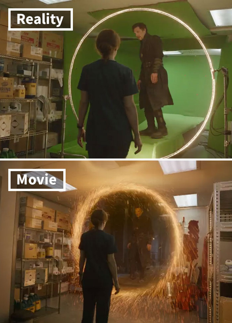 movie scenes before and after special effects