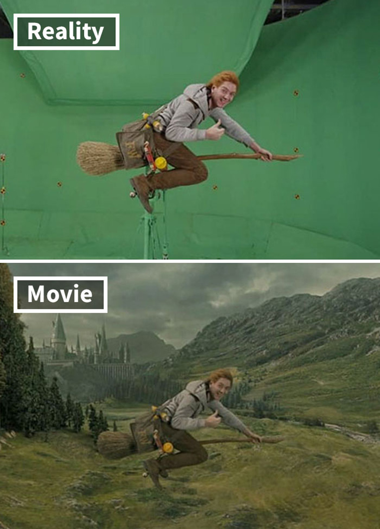 movie scenes before and after special effects