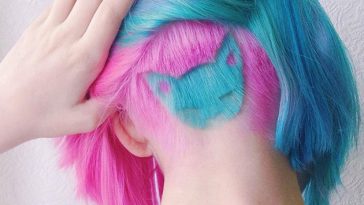 cat hairstyle shaved back head