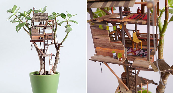 Miniature Treehouse Sculptures