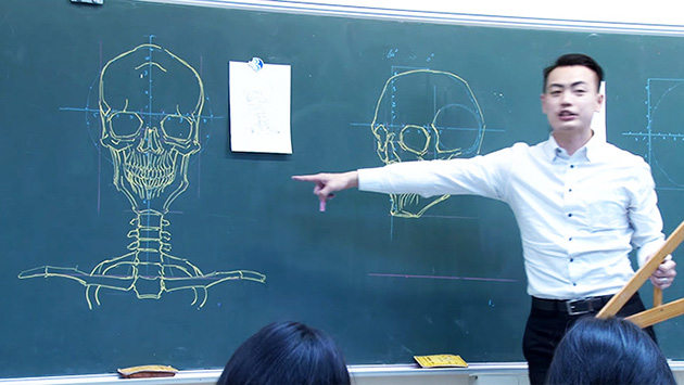 chinese teacher anatomical chalkboard drawings