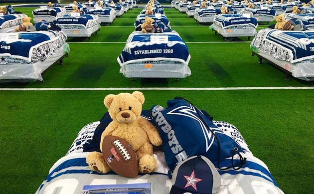 100 Kids Without Beds Sleep In NFL Stadium