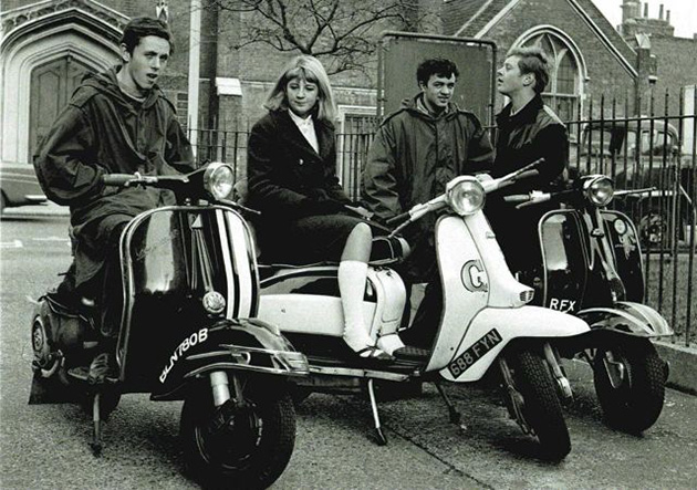 Mods on streets in the 1960s