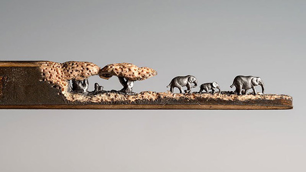 Miniature-Elephants-Carved-Pencil
