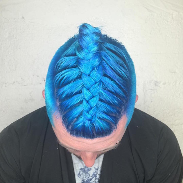 man braid blue hair