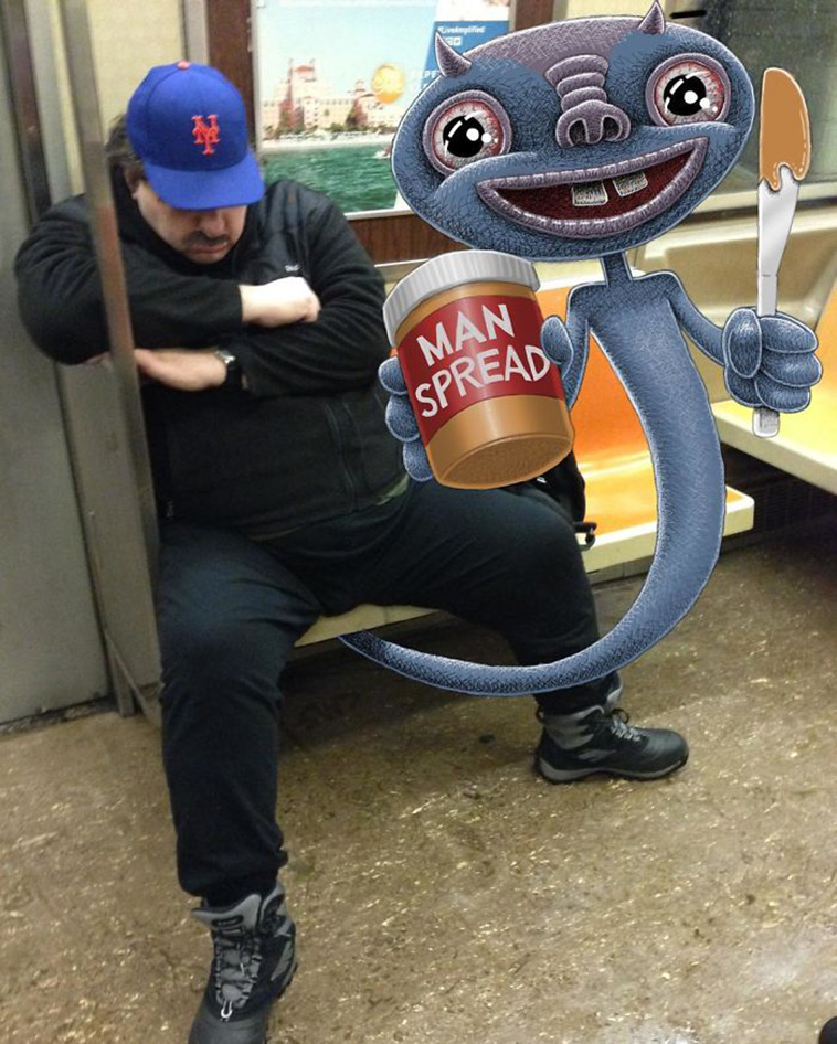blue monsters nyc subway doodle