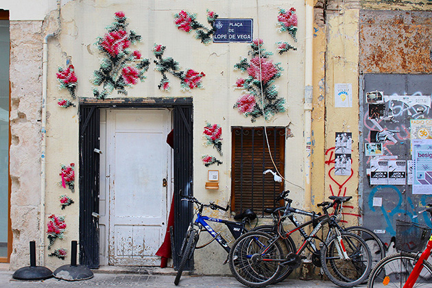 Floral Cross-Stitch Street Installations