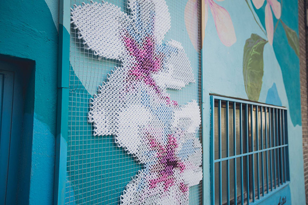 Floral Cross-Stitch Street Installations
