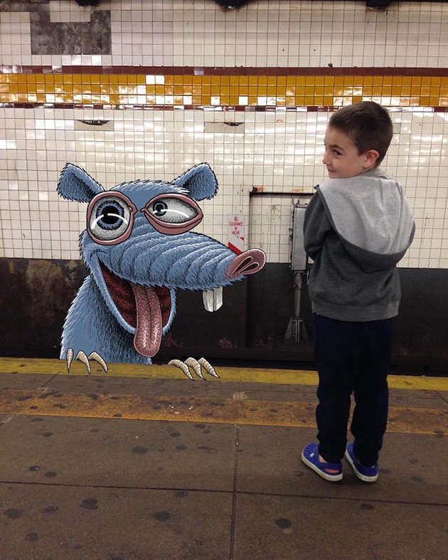 Fantastical Creatures Interacting with Commuters on NYC Subway