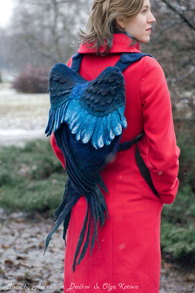 felted winged backpacks