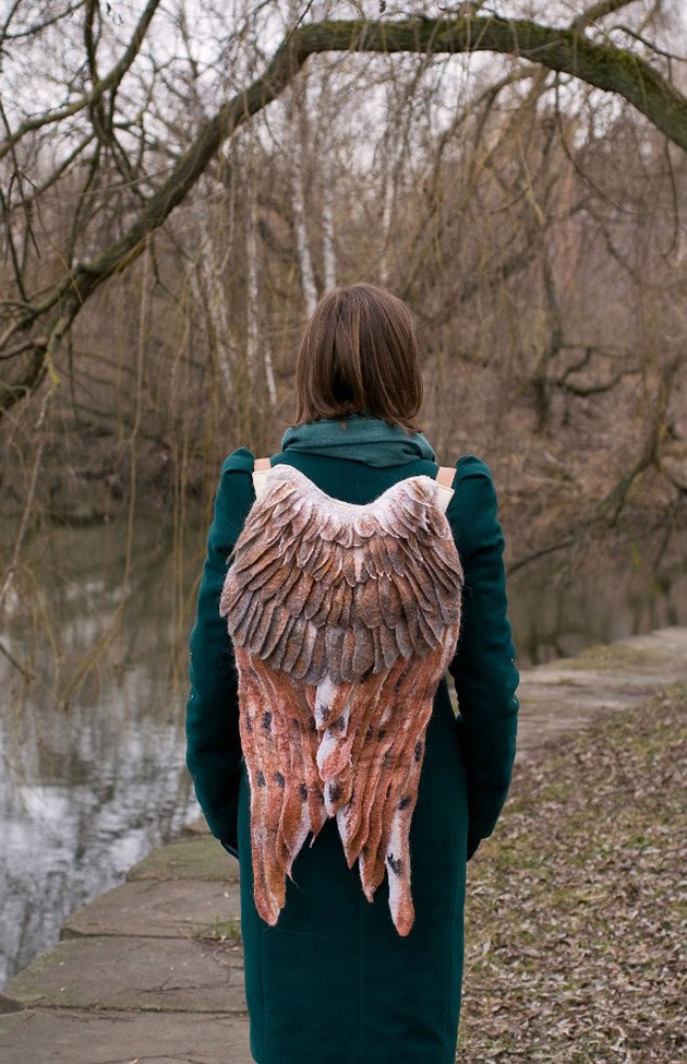 felted winged backpacks