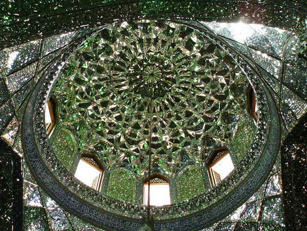 emerald-tomb-ceiling-shah-cheragh-shiraz-iran-7