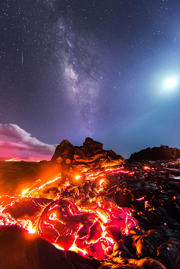 lava-milky-way-meteor-moon-hawaii