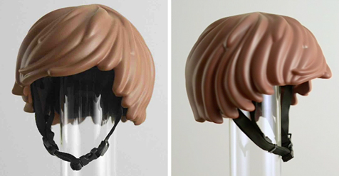 Someone Made A Real-Life LEGO Hair Bike Helmet That Turns 