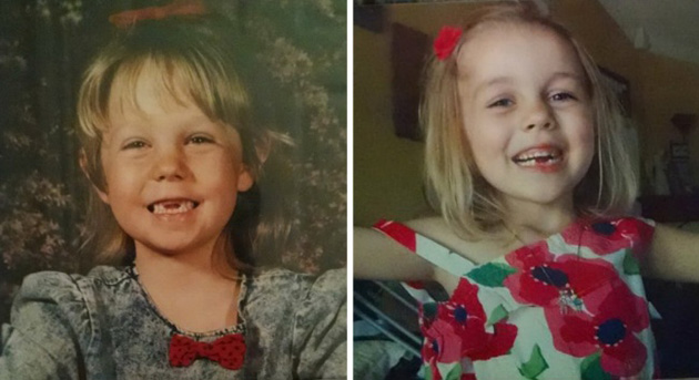 family photos unchanged dozens years apart