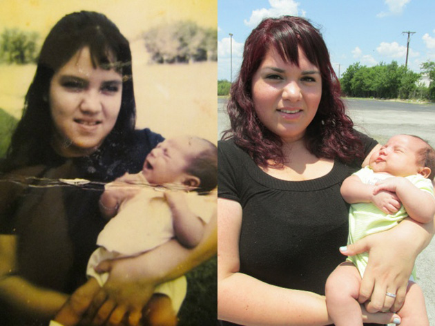 family photos unchanged dozens years apart