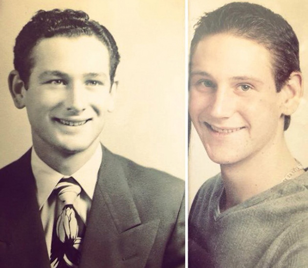family photos unchanged dozens years apart