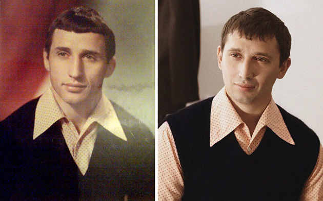 family photos unchanged dozens years apart