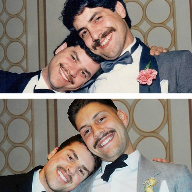 family photos unchanged dozens years apart