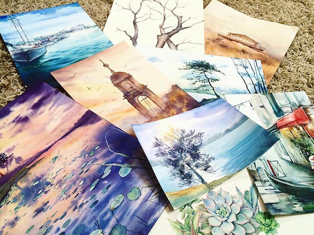 watercolor paintings colors of nature
